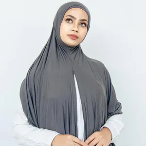 New release sports instant jersey hijab for Muslim women long khimar style split jersey scarf hijab Other shawls