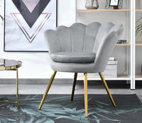 Chaise de luxe moderne Chaise de salon de beauté en velours avec fleur dorée Chaise de loisirs avec bras Coiffeuse de beauté Chaise de maquillage