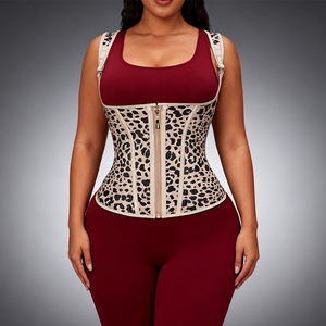 Gaine amincissante imprimé léopard grande taille, respirante, écologique, séchage rapide, avec sangles réglables, fermeture éclair et crochets, maintien ferme - Product Image 4