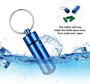 Petite boîte à pilules portable avec porte-clés, étanche, en aluminium, organiseur de pilules, mini boîte en métal, conteneur de rangement de médicaments de poche <span class=keywords><strong>pour</strong></span> pilules - Product Image 4