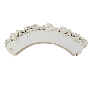 Papier d'emballage pour cupcakes blanc avec motif de coquillages marins et de fleurs en croix pour la décoration de muffins pour les fêtes de mariage - Product Image 2