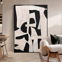 Peinture à l'Huile Minimaliste Luxe Abstraite Moderne Personnalisée Décoration Murale Toile Peinte à la Main Noire et Blanche QZX