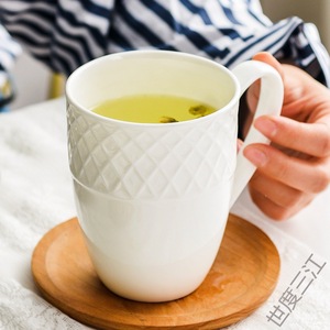 Juego de tazas de cerámica con tapa y cuchara, 301-400ml, resistente al calor, apto para microondas, para café, té, uso doméstico, regalo - Product Image 2