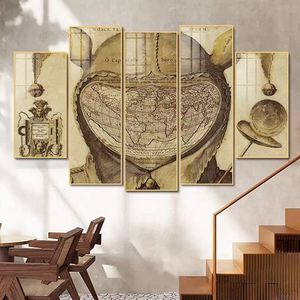 Tableaux sur toile, impressions murales, cadres, images vintage de continents, 3 pièces, affiches de la carte du monde, décoration pour salon <span class=keywords><strong>et</strong></span> maison - Product Image 2