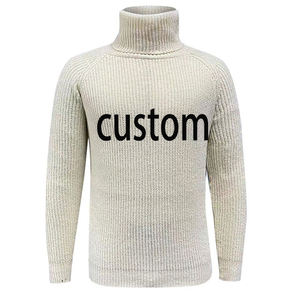 Pull en maille à col roulé unisexe grande taille, couleur unie, personnalisable, rétro, nostalgique, manches longues, couche de base - Product Image 3