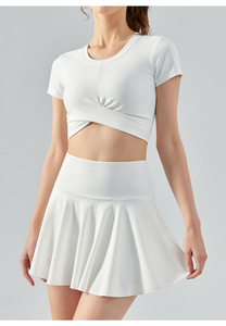 Yoga court femmes taille haute jupe de tennis Fitness séchage rapide vêtements de sport robe de tennis plissée avec poches - Product Image 2