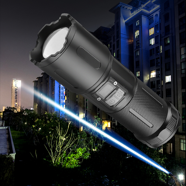30W LED COB Long-range Telescopic Zoom Flashlight USB Rechargeable Hiking Camping Emergency Protection Tactical Flashlight