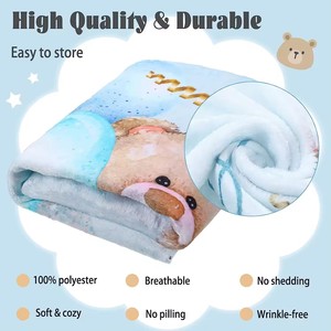 Sơ sinh hàng tháng nhiếp ảnh Chăn gấu in flannel bé Milestone Chăn với 2 khung hình - Product Image 3