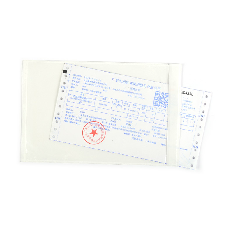Custom Consignment Note Pocket Waterproof A6 Clear  Pouch 10x6.5" Self-adhesive Document Enclosed Packing List Envelope