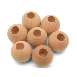 Pacote de 10 tampas passador madeira 1-1/4 polegada de diâmetro com 1/2 polegada buraco bolas de madeira madeira passador haste para artesanato e DIY