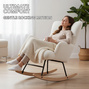 Modern İskandinav toptan özelleştirilmiş döşemeli planör kanat sırtlı sandalye yüksek arkalığı koltuk beyaz Accent sallanan sandalye - Product Image 5