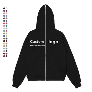 Beispiel Custom Cotton Overs ized Hip Hop Street Blank Vollgesichts-Kapuzen pullover mit Reiß verschluss Benutzer definiert Ihr Logo Strass-Schaumstoff-Print Boxy Zip Hoodie - Product Image 1