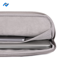 Sac pour ordinateur portable élégant, durable, imperméable, en cuir PU gris, fermeture à glissière, 13-16 pouces, idéal pour le travail, les déplacements professionnels et les voyages