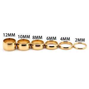 패션 디자인 방수 퇴색하지 않는 18K 금도금 스테인레스 스틸 2-12mm 부드러운 곡선 커플 링 보석 여성용 남성용 - Product Image 5