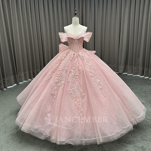 Vestido de 15 Años, Vestido de Fiesta de Quinceañera Rosa Claro, Apliques de Encaje, Flores, Vestido de Gala Dulce 16, Lsmc51 - Product Image 2
