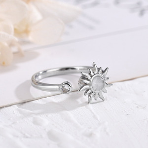 Rotating Sunflower <b>Ring</b> For Women Adjustable Jewelry With Pearl Center And Crystal Side Gift Fashion <b>Rings</b> - Product Image 3
