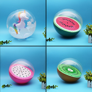 2025 trẻ em của Nước ảnh chơi rõ ràng hồ bơi đồ chơi bóng bãi biển PVC Inflatable bóng cam cua Kiwi Flamingo Inflatable bãi biển bóng - Product Image 2