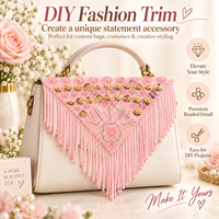 Col châle à franges perlées roses, cape triangulaire à strass et paillettes, garniture à pompons faite à la main pour costumes de danse, fêtes, festivals et projets DIY