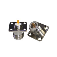 Connecteur RF N-KF à quatre trous carrés, connecteur coaxial RF de type N, connecteur à bride femelle de type N