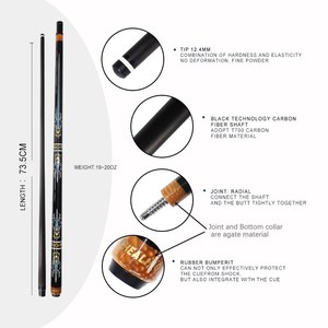 Queue de billard en fibre de carbone, 2 sections, pointe en peau de porc de 12,4 mm, légère, pour le jeu de la neuf balles - Product Image 2