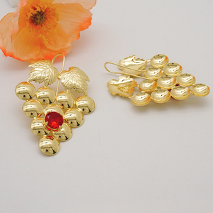 Boucles d'oreilles GDJWRI Z745 en forme de raisins, <span class=keywords><strong>4</strong></span> couches avec pierres, plaqué or 18 carats, bijoux de Dubaï - Product Image 4