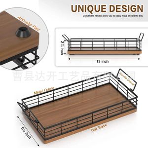 Wooden <b>Storage</b> <b>Tray</b> Rectangle 4-7 Compartments Easy To Clean Standing Type For Bathroom Countertop Organizing Miscellaneous - Product Image 5