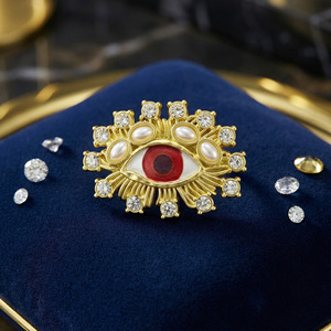 Broche ZHENXUN en perles et diamants <span class=keywords><strong>Yakin</strong></span> Eyes, pour costumes et manteaux, vente directe d'usine, vente en gros, polyvalente - Product Image 4