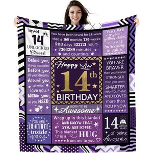 <b>Black</b> Glitter Birthday Purple Crown Flannel Blanket <b>Throw</b> Blanket Nap Blanket Breathable Skin Friendly <b>for</b> Home Office Nap - Product Image 2