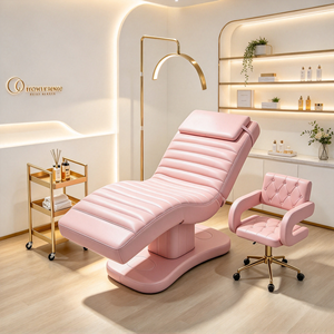 Ensemble de lit de beauté électrique inclinable de luxe en cuir PU, table de massage pour esthéticienne et technicienne avec tabouret - Product Image 5