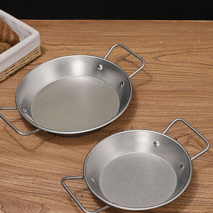 Plato Retro de Acero Inoxidable 304 para Mariscos con <span class=keywords><strong>2</strong></span> Asas, Bandeja para Papas Fritas, Cacerola para Aperitivos y Barbacoa - Product Image 4