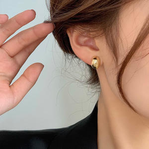 Pendientes simples de aguja de Plata de Ley 925 para mujer, pendientes de frijol de Color dorado y plateado para mujer, pendientes de fiesta - Product Image 4