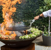 Brasero en acier corten, barbecue au charbon de bois, barbecue, barbecue extérieur en métal, barbecue européen