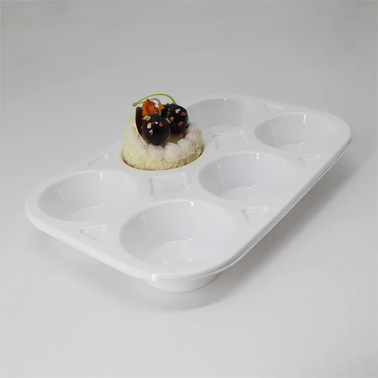 Plastic Packaging Tray for Mochi PET Plastic Disposable Food Grade 6 Holes Blister Cake Container