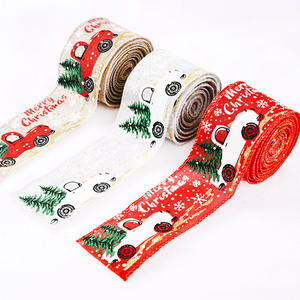 사용자 정의 로고 인쇄 유선 가장자리 벨벳 크리스마스 트리 로그 랭 리본 리본 롤 웨딩 선물 장식 - Product Image 5