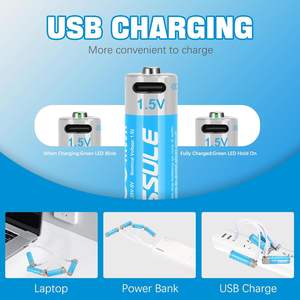 Fabrieksprijs Usb Oplaadbare Li-Ion Aa Size Batterijen 1.5V 3000mwh 2000Mah Dubbele A-Size Batterij Voor Knippercamera - Product Image 5