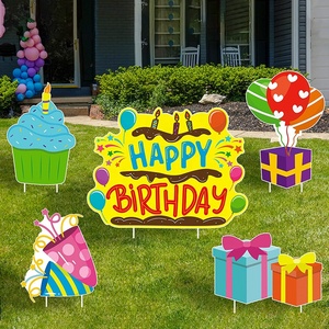 Enseigne personnalisée de <span class=keywords><strong>joyeux</strong></span> <span class=keywords><strong>anniversaire</strong></span> en plastique pour pelouse avec piquets et lettres - Product Image 5