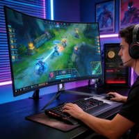 Moniteur de bureau LED IPS incurvé 4K HDR 32 pouces 240 Hz 4 ms avec haut-parleur intégré pour le bureau et la conception, directement de l'usine
