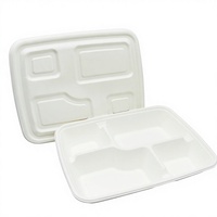 Couvercle de boîte à lunch jetable 100 % écologique et biodégradable 9"x6" en bagasse de canne à sucre pour l'emballage rapide des aliments destiné aux restaurants