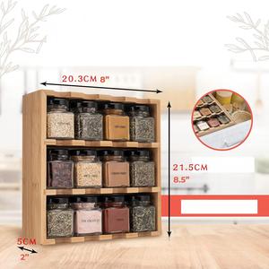 Étagère de rangement pour épices <span class=keywords><strong>en</strong></span> <span class=keywords><strong>bambou</strong></span> pour la cuisine à domicile, multi-niveaux, réglable, minimaliste, moderne, organisateur d'épices pliable, type debout - Product Image 3
