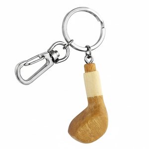 Wood Golf Keychain With Metal <b>Ring</b> And Carabiner For <b>Keys</b> And <b>Bag</b> - Product Image 2