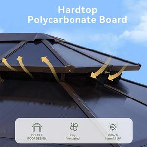 Pérgola Bioclimática de Policarbonato com Teto Duplo Permanente para Pátio Pequeno, <span class=keywords><strong>Gazebo</strong></span> Externo com Tela, Teto Rígido 10 x 12 - Product Image 2