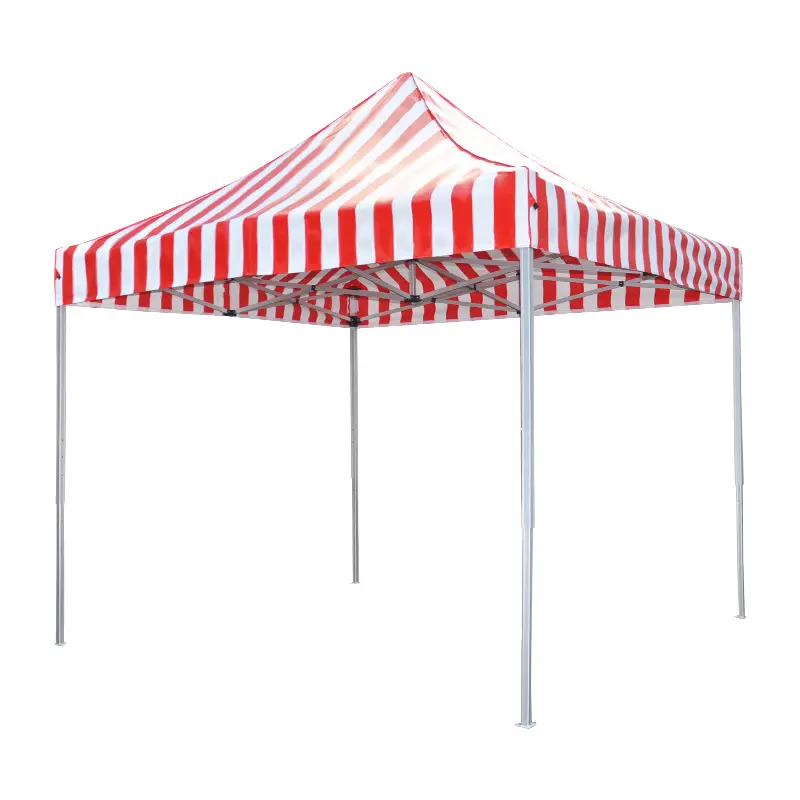 Gazebo d'extérieur 10x10 10 * x15ft Pop Up Auvent Gazebo Food Snack Chapiteau Tente à rayures rouges et blanches Tente sur le thème du carnaval