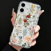 Coque de téléphone portable antichoc à motif floral personnalisable transparente pour iPhone 16 15 17 Pro Max – Vente Flash