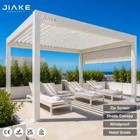 Pergola en aluminium Jiake avec écran zippé motorisé résistant au vent et auvent réglable pour terrasse d'hôtel, jardin ou pont extérieur
