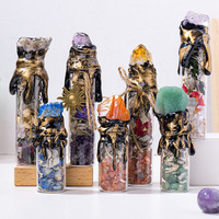 Bouteille à Vœux DIY Faite à la Main en Cristal Naturel, Décoration avec Éclats de Pierres Arc-en-ciel, Flacon de Rituel de Recharge, Artisanat Sorcier, Méditation Spirituelle