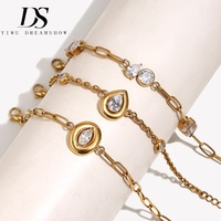 Bracelets Dreamshow, géométriques, en zircone cubique, grande goutte d'eau ovale, chaîne à maillons en forme de trombone, acier inoxydable 316L, or, bijoux de créateur