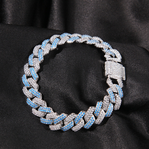 Uwin nouveauté bleu 13mm Miami cubain lien chaîne glacé <span class=keywords><strong>CZ</strong></span> tour de cou Bracelet mode à la mode Hip Hop Momen hommes rappeur bijoux - Product Image 5