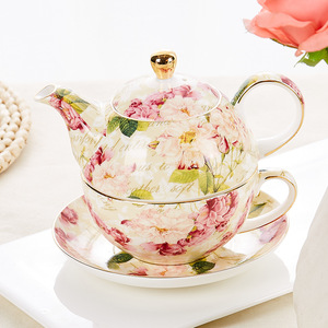 Elegante Juego de <span class=keywords><strong>Tetera</strong></span> Británica de Cerámica Apilable con Taza de Café y Platillo, Taza de Té de Porcelana con Jarra de <span class=keywords><strong>Tetera</strong></span> - Product Image 2