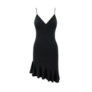 Nouveau femmes mince bandoulière à volants bord jupe courte printemps et été col en v Sexy dos nu Slim Fit robe - Product Image 4