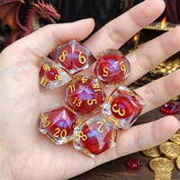 Set Dadu Resin Cair Bergradasi, 7 Buah Dadu Polihedral Bersegi, Dadu Pasir Kilau Berubah Warna untuk Permainan Meja D&D TRPG